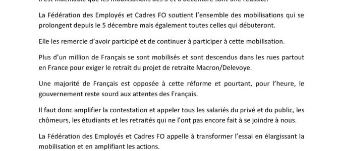 Le 10 décembre, maintenir et amplifier la mobilisation !