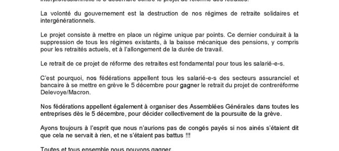 Appel à la grève du 5 décembre
