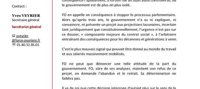 Retraites : L’annonce du gouvernement sur le 49.3 est une attitude inacceptable.
